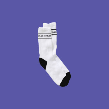 Шкарпетки з логотипом «ATLAS XYЯTLAS» білі