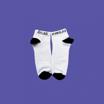 Шкарпетки короткі з логотипом «ATLAS XYЯTLAS» білі